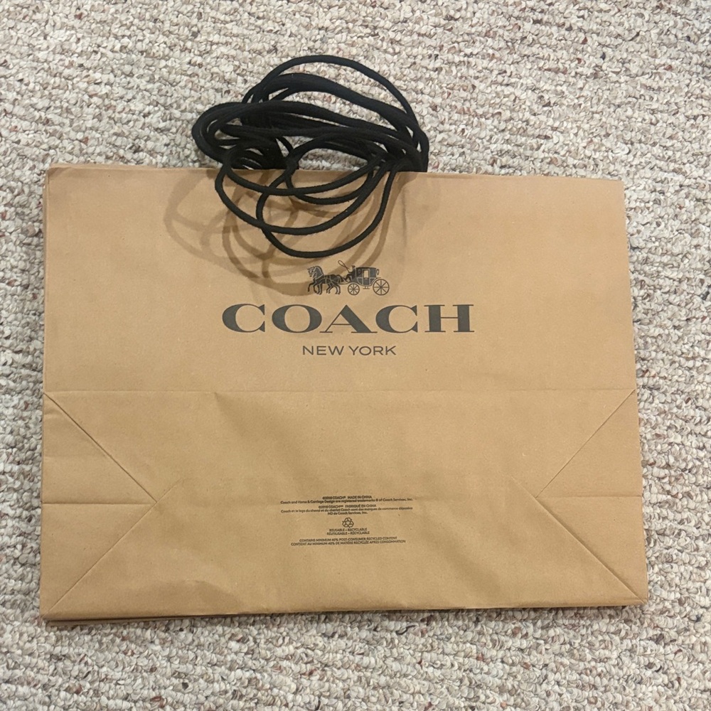 Coach Authentic New York Brown Paper Bag with Black Handles